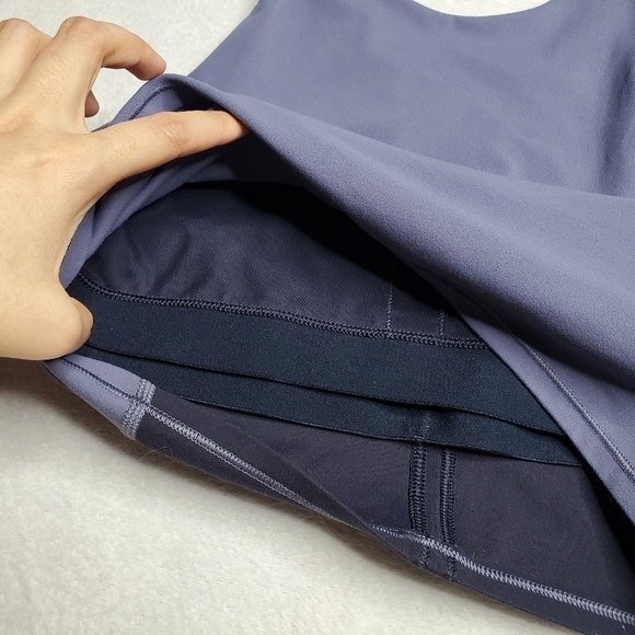 Athleta Conscious Crop Blue High Neck Racerback Cut Out Powervita Sports Bra - Picture 5 of 6